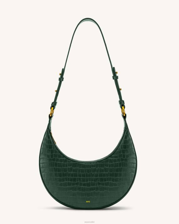 Dark Green Croc JW PEI Carly Saddle Bag VV8B10