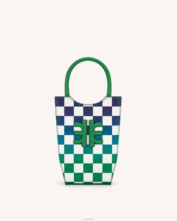 Grass Green & Dark Blue JW PEI FEI Gradient Checkerboard Phone Bag VV8B216