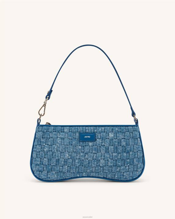 Blue Denim Weave JW PEI Eva Shoulder Handbag VV8B104