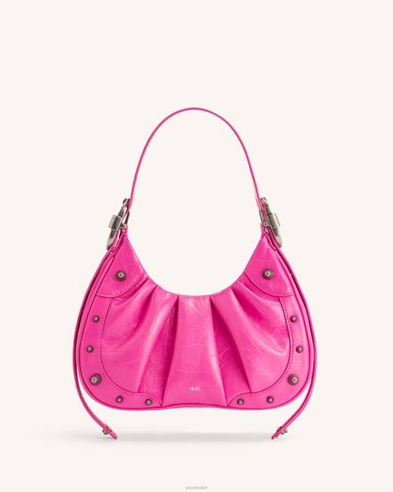 Bright Pink JW PEI Gabbi Crushed Ruched Hobo Handbag VV8B168