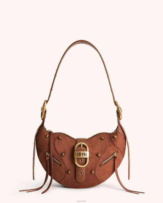 Dark Birch Brown JW PEI Tessa Suede Shoulder Bag VV8B172