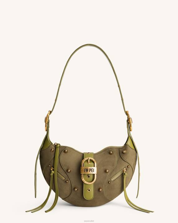 Dark Olive JW PEI Tessa Suede Shoulder Bag VV8B170