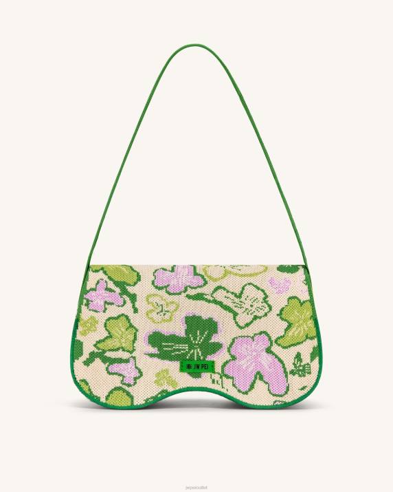 Flower Collection - Lime & Green & Pink & lvory JW PEI Becci Knitted Shoulder Bag VV8B150