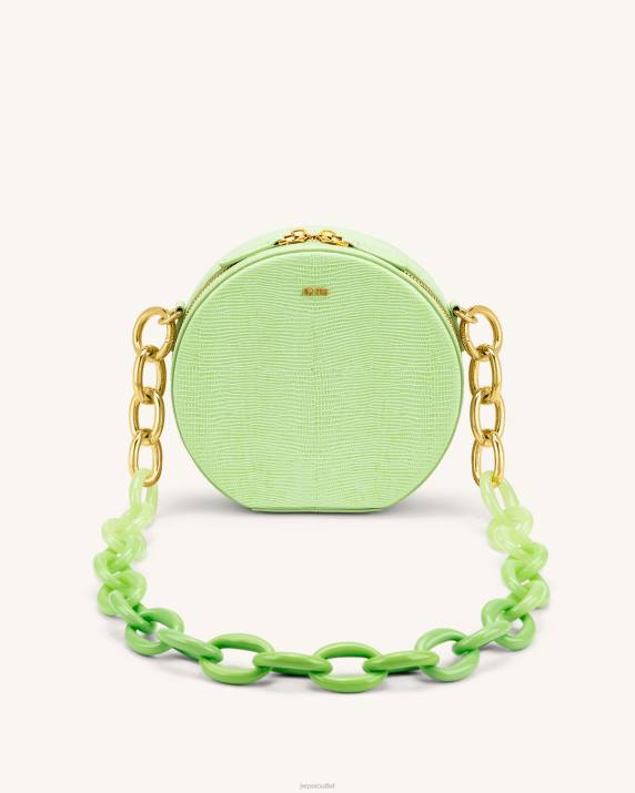 Lime Green Lizard JW PEI Luna Gradient Acrylic Chain Circle Shoulder Bag VV8B66