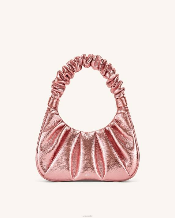 Pink JW PEI Gabbi Metallic Ruched Hobo Handbag VV8B144