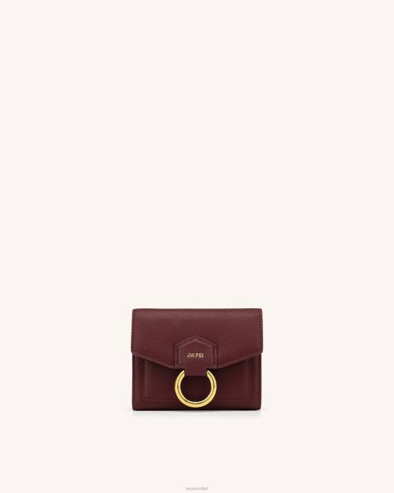 Burgundy Grained Vegan Leather JW PEI Stella Wallet VV8B297