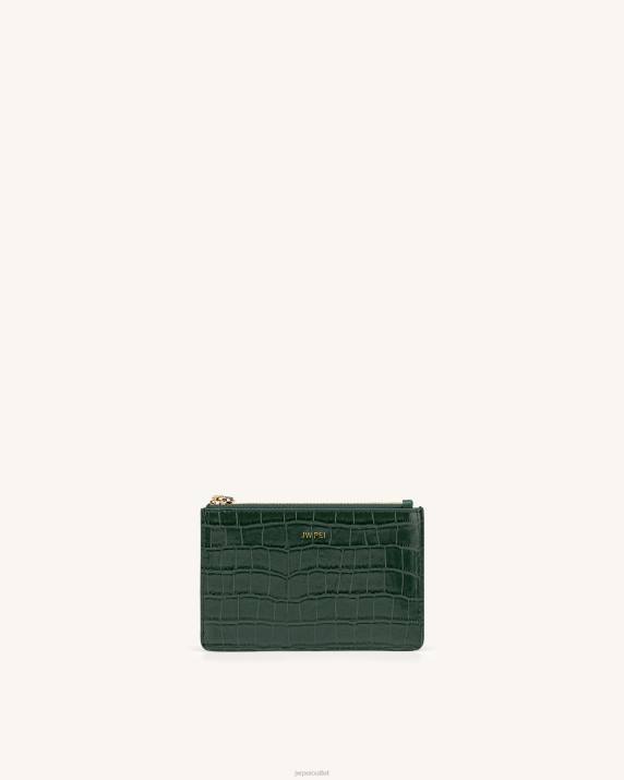 Dark Green Croc JW PEI Quinn Zipped Card Holder VV8B286