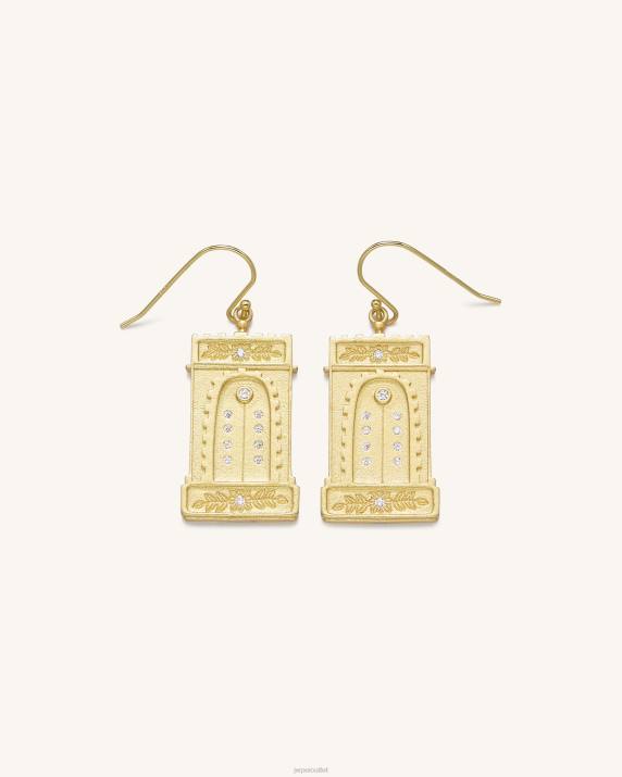 18ct Gold Plated & White Zircon JW PEI Roman Arch Earrings VV8B351