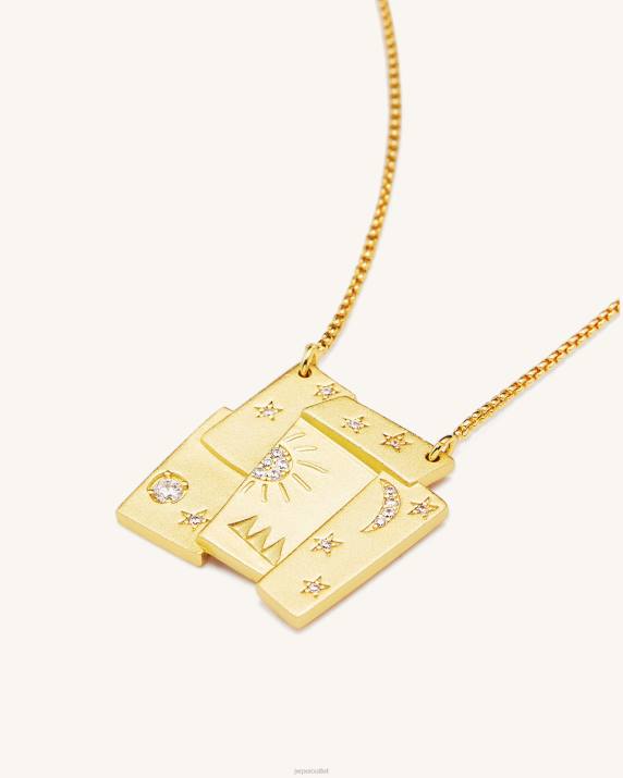 18ct Gold Plated & White Zircon JW PEI Cosmos Combination Necklace VV8B373