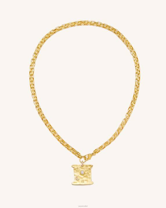 18ct Gold Plated & White Zircon JW PEI Cosmos Square Necklace VV8B372